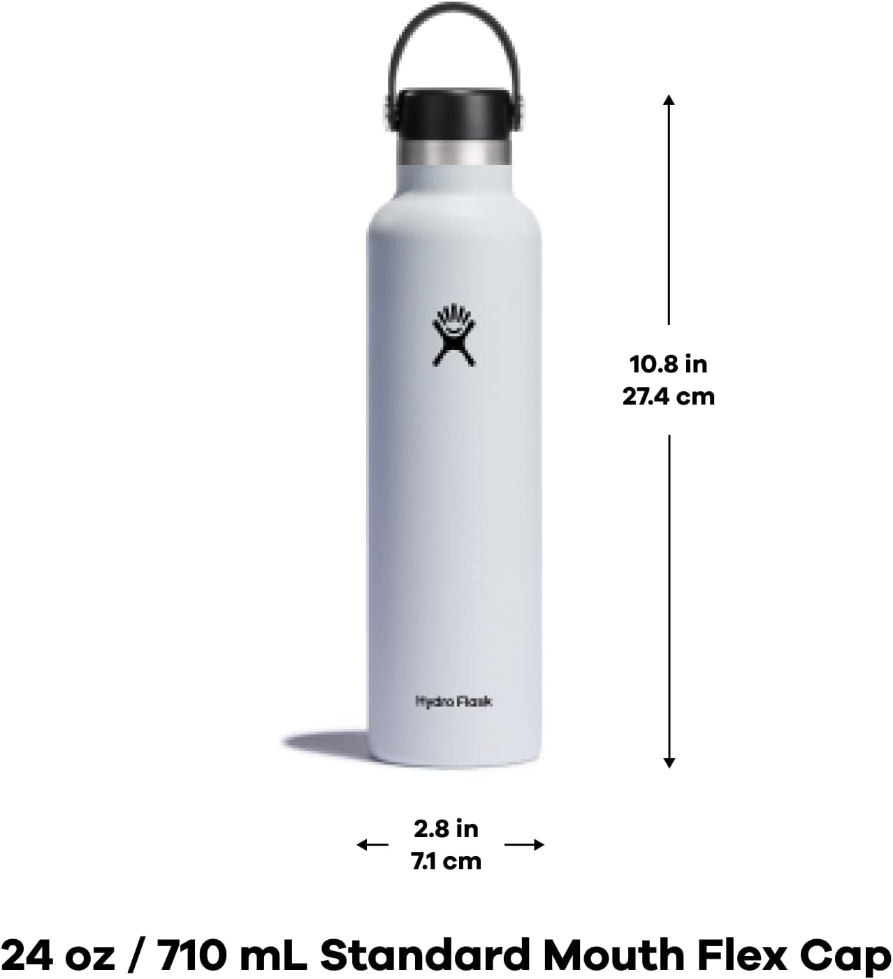 Hydro Flask Water Bottle - Insulated Stainless Steel - Non Spill, Leakproof in 24 Oz White