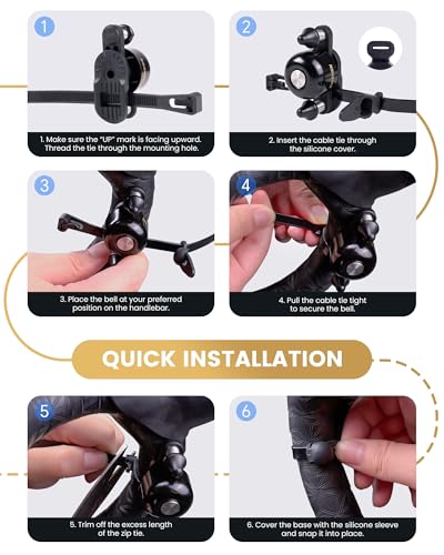 Road Bike Bell Copper Alloy Dual-Hammer Cycling Horn - 90-100dB Loud Sound