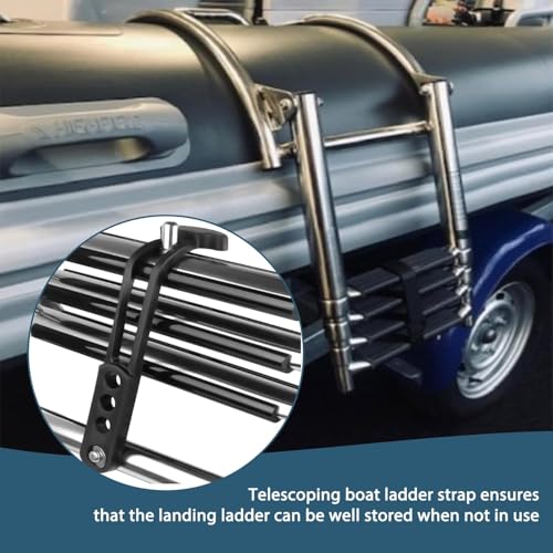 Telescoping Boat Ladder Strap - Marine Rubber Retaining Latch for Yacht & Jet Ski - Large 2-Pack