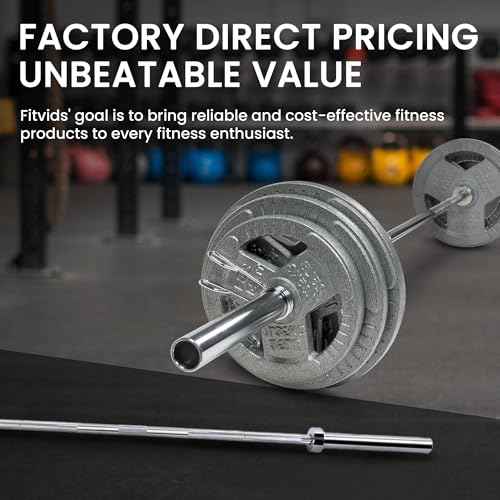 Fitvids Olympic 2-Inch Barbell Bar for Weightlifting and Powerlifting, 700 Pound Capacity, 2 Inch Diameter, Multiple Sizes