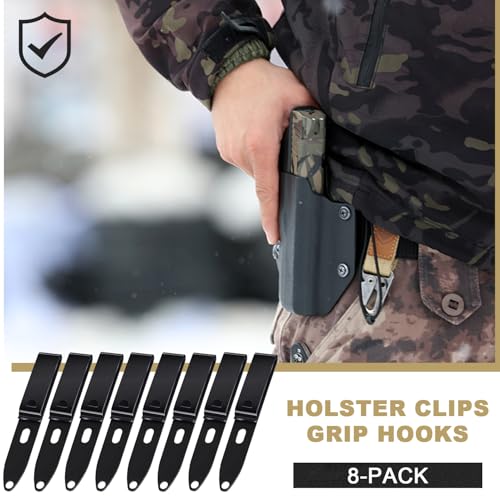 8 Pack Metal Belt Clips for Holsters & Outdoor Gear with Screws - Black - Variation 8
