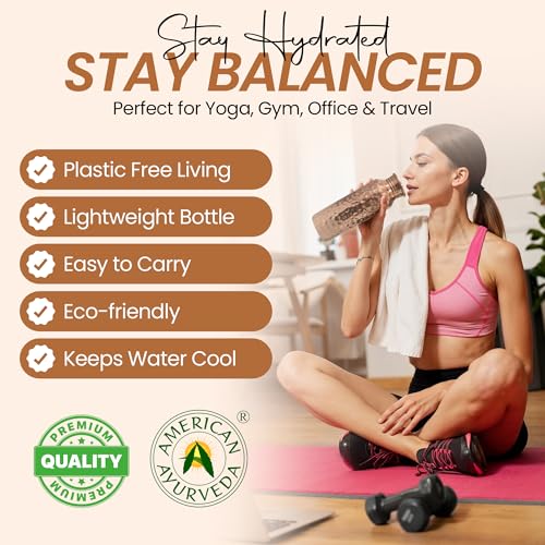 Pure Copper Water Bottle 600ml Hammered Finish Leak Proof Ayurvedic Benefits