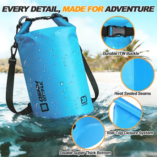 Blue 10L Waterproof Dry Bag with Phone Case - Floating Backpack for Kayaking & Travel