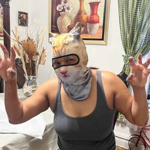 3D Cat Ski Balaclava Sheisty Face Mask with Ears Cute Animal Christmas Party, Face Cover UV Protector Lightweight Outdoor Activities