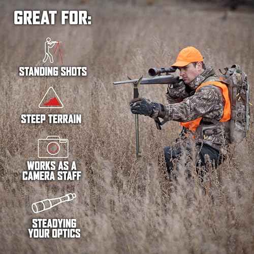 Allen Company Monopod Shooting Stick and Gun Rest - Versatile Hunting Accessories with Adjustable Height - Aluminium,Black
