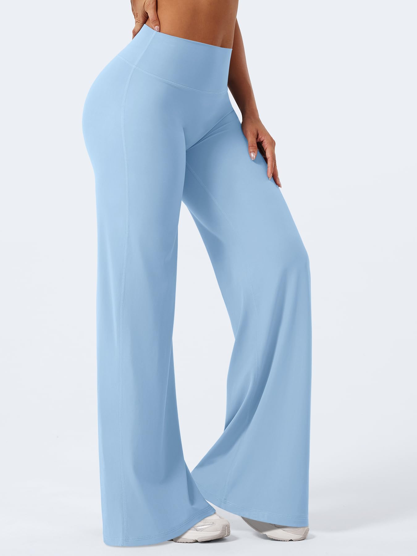 YEOREO Workout Women Straight Leggings 35" Eddiy Gym Yoga Pants Airy Blue M