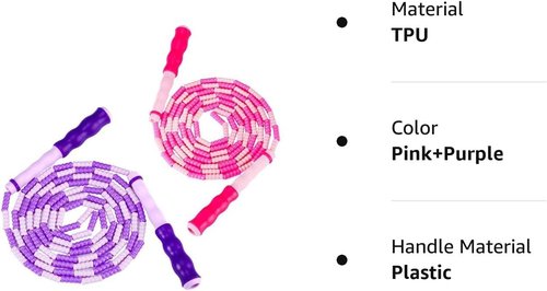 Zocy Soft Bead Jump Rope,Adjustable Fitness Skipping Rope for Men, Women and Kids Keeping Fit, Training (Pink+Purple)