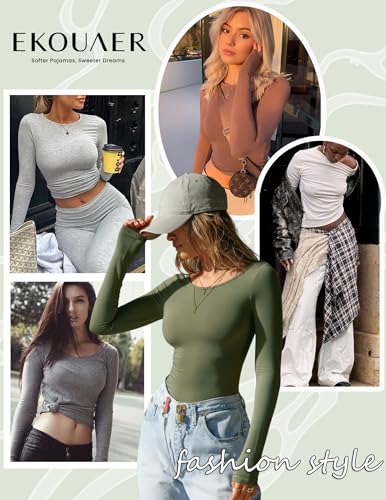Long Sleeve Women’s Fitted Scoop Neck Shirt - Slim Basic Top