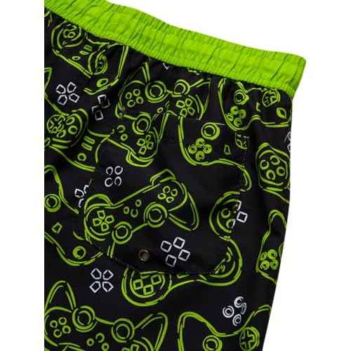 Quad Seven Boys Swim Trunks - 2 Pack Quick Dry Printed Boys Board Shorts Bathing Suit Kids Swimwear with Pockets (Size:8-18)