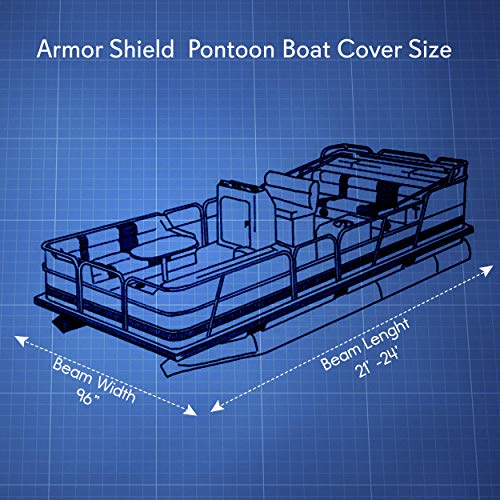 Pyle Boat Cover for Deck Boats - 21-24 ft Heavy Duty Pontoon Boat Cover, Waterproof Marine Grade Polyester, UV & Weather Resistant, Fits Beam Width up to 94", Storage Bag,