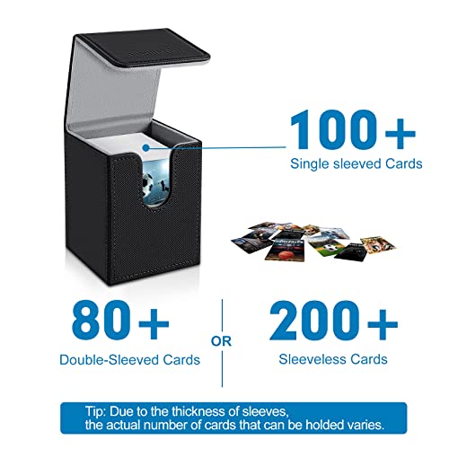 Black 2-Pack Card Deck Box for MTG TCG Holds 200+ Sleeved Cards with Dividers