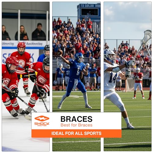 Shock Doctor Black Football Mouth Guard for Braces - Upper & Lower, Ultra Double Protection, Comfortable Fit