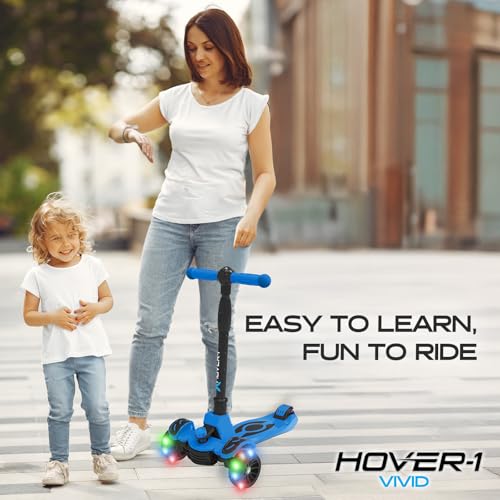 Hover-1 Vivid Folding Kick Scooter for Kids (5+ Year Old) | Features Lean-to-Turn Axle, Solid PU Tires & Slim-Design, 110 LB Max Load Capacity, Safe