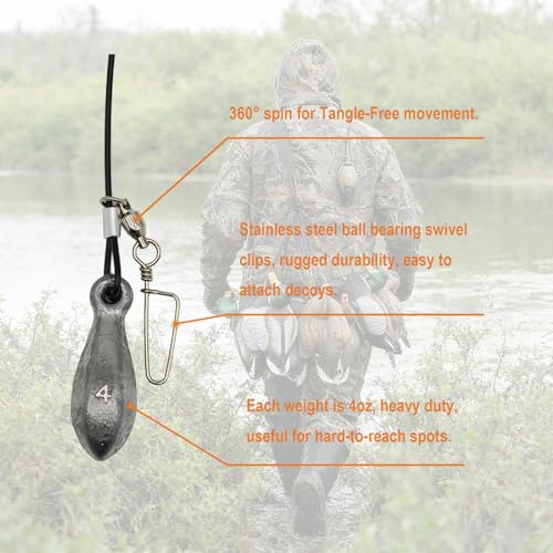 Tangle-Free Duck Decoy Rigs Weights 4oz 36in & 48in - 12 Pack