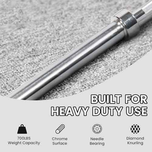 Fitvids Olympic 2-Inch Barbell Bar for Weightlifting and Powerlifting, 700 Pound Capacity, 2 Inch Diameter, Multiple Sizes