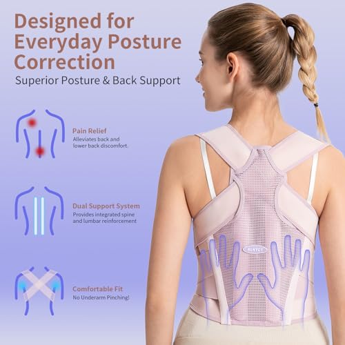 Purple Posture Corrector for Women with Shoulder Support & Back Brace - S/M