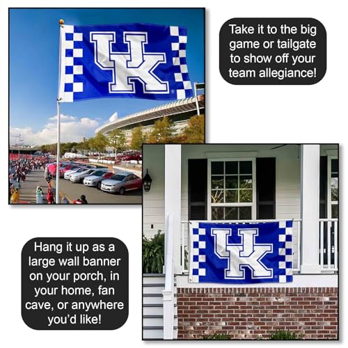 Kentucky Wildcats Checkered Flag Banner - 3x5 ft Polyester Sports Flag