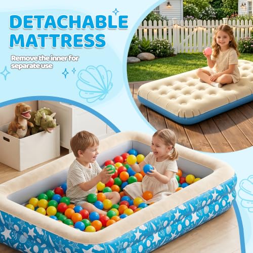 Inflatable Toddler Travel Bed with Safety Rails & Flocked Surface