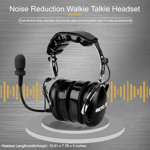 Retevis Noise Reduction Walkie Talkie Headset,Elastic Metal Bracket Racing Headset,for RT21 RT68 RA89, Compatible with Baofeng UV-5R 5RM Pxton PX-777S Radio,Two Way Radio Headset with Mic(1 Pack)