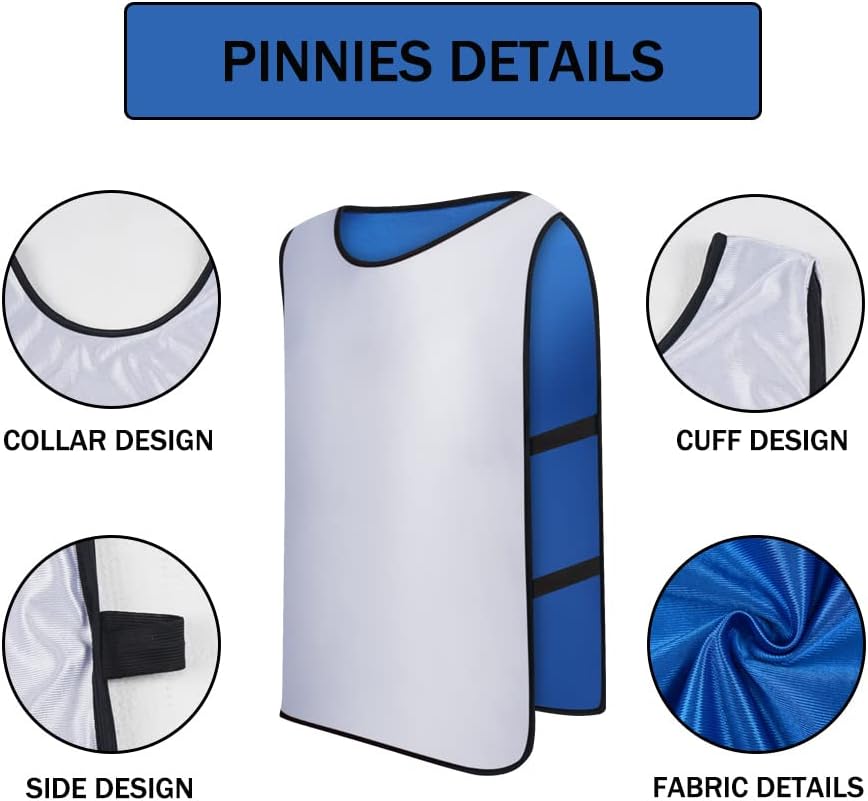12 Pack Reversible Numbered Pinnies, Double Sided Scrimmage Vest,Team Practice Jerseys for Kids and Adult