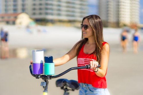 Kroozie 2.0 Bike Bottle Holder – Sturdy, Stainless Steel Bike Cup Holder for Handlebars, Horizontal Bars, & Cups up to 30 Oz. – Stroller, Cruiser, Scooter, & Ebike Accessories, Flat Black