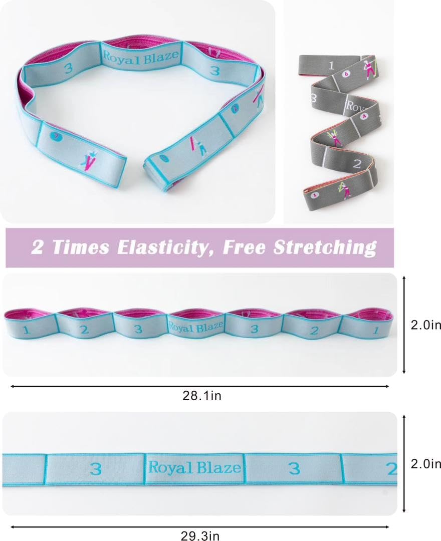 2 PCS Stretch Bands For Kids and Adults – Yoga Straps for Stretching with Multi- Loop – Workout Guide – Video For Exercise, Elastic Stretch Strap Pilates, Yoga, Dance, Gymnastics, Dance, Ballets Bands