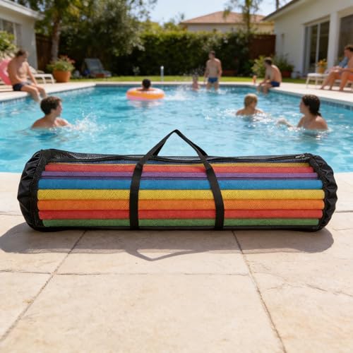 Black Pool Noodle Storage Bag 55x18x18 Inch Mesh Organizer for Pool Floats