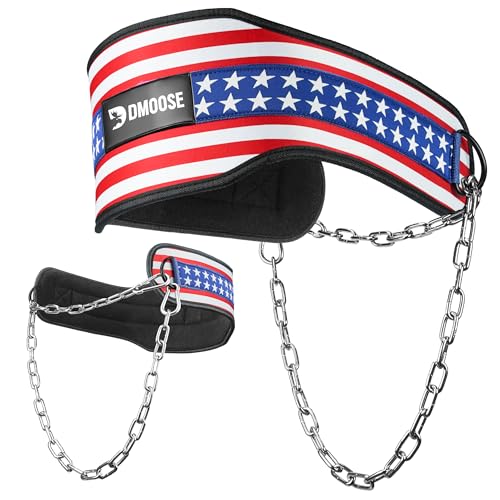 American DMoose Fitness Dip Belt for Weightlifting & Pull-Ups, 36-Inch Steel Chain, Neoprene Padding Supports 350lbs