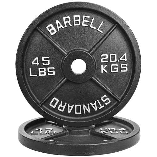 Fitvids 2-Inch Olympic Cast Iron Weight Plate for Strength Training & Weightlifting Home Gym Exercise, Multiple Sizes