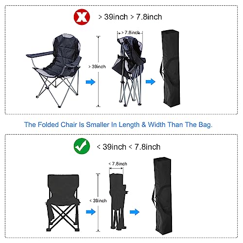 39 Inch Camp Chair Replacement Bag - Foldable Nylon Carrying Case with Shoulder Strap, Black