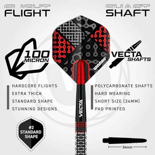 Winmau Darts Cypher Series 90% Professional Tungsten Darts Set with Dart Flights and Dart Shafts (Stems) - Available Weights 18g Soft Tip 22g, 24g and 26g Steel Tip