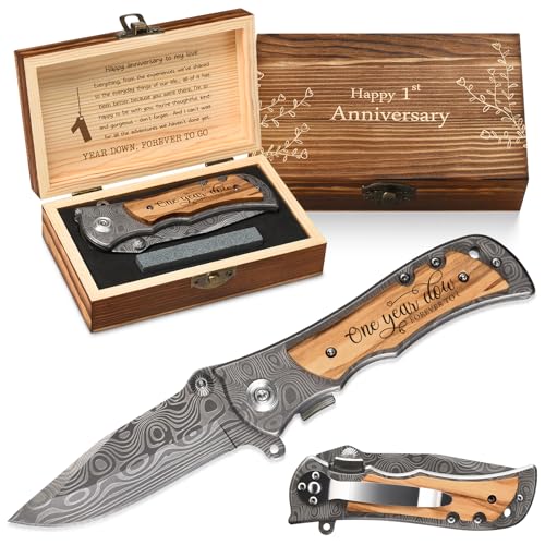First Anniversary Gift Knife for Him - Personalized Wedding Keepsake