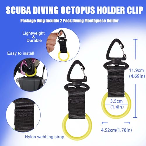 Scuba Octopus Mouthpiece Holder - Silicone Regulator Keeper for 2nd Stage, Green/Yellow