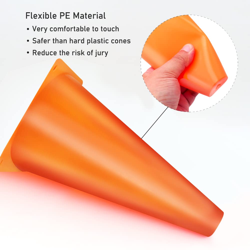 MIVERYEA Cones Sports 9 Inch, 15 Pack Training Cones for Soccer Practice, Agility Field Cone Set for Drills Football Basketball, Plastic Cones for Outdoor Indoor Games