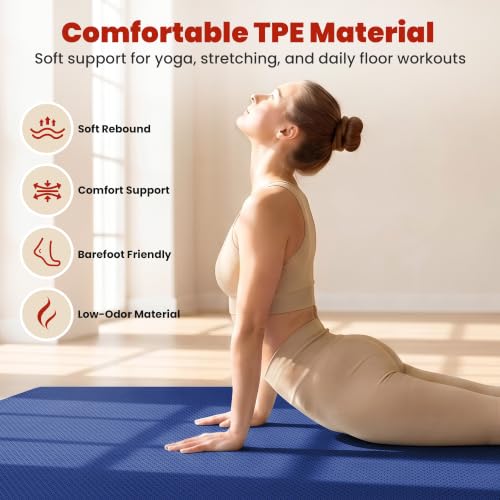 72 x 48 Blue Large Yoga Mat Non-Slip Thick Exercise Mat for Home Workouts
