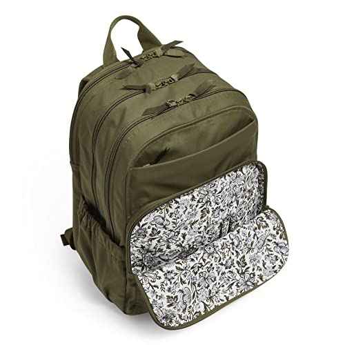 Vera Bradley Women's Cotton XL Campus Backpack, Climbing Ivy Green, One Size