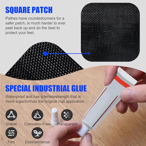 Trampoline Repair Kit 4.1x4.1 Inch Square Patches for Mat Tears and Holes
