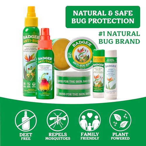Badger Organic Bug Spray & Balm Stick Combo Pack - 4oz & 0.6oz All Natural Repellent