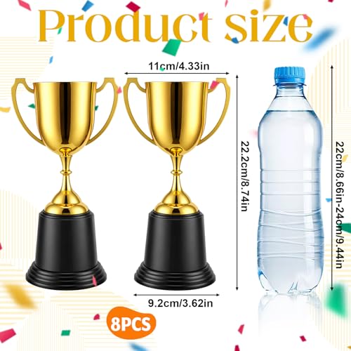 8 Pack 9 Inch Gold Trophy Award - Plastic Gold Trophy Set for Recognition