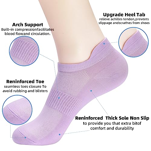 Ankle Socks Women & Men 6-12 Pairs Thin Low Cut No Show Socks with Tab - 9-11 Size, 6 Colors
