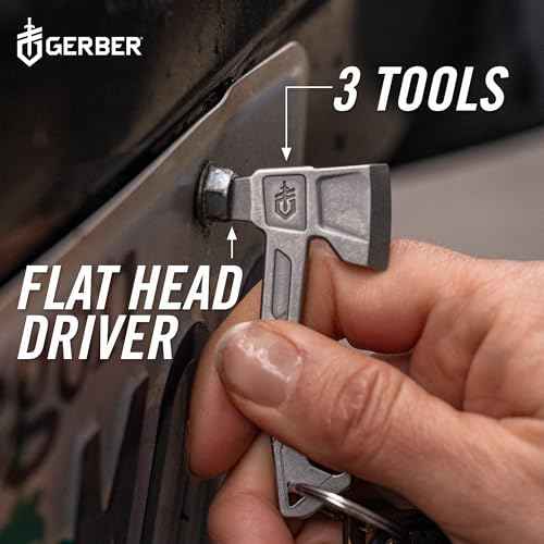 Gerber Gear Hatchet Keychain 3-in-1 Multitool, Clips to Pocket or Keychain with Bottle Opener, Flathead Driver, Package Opener, EDC Gear for Everyday Carry