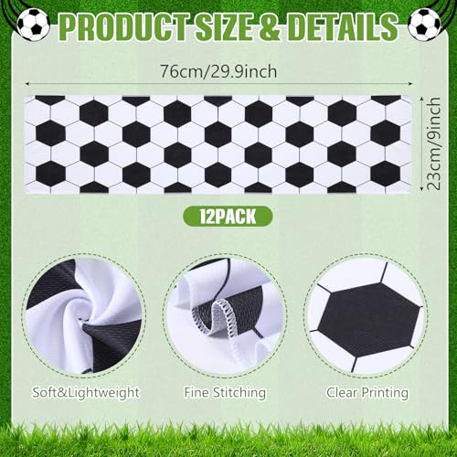 Mini Soccer Cooling Towels 30x9 Inches - Black & White Team Gift Set of 12