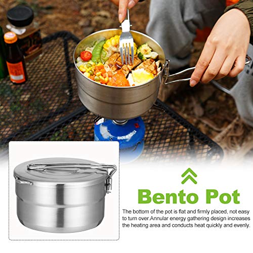 1.5L Stainless Steel Camping Pot with Lid & Folding Handle - Lightweight Outdoor Cookware