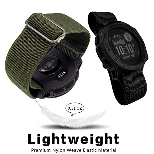 Elastic Watch Bands for Garmin Instinct 3 45mm and Solar - Black + Green