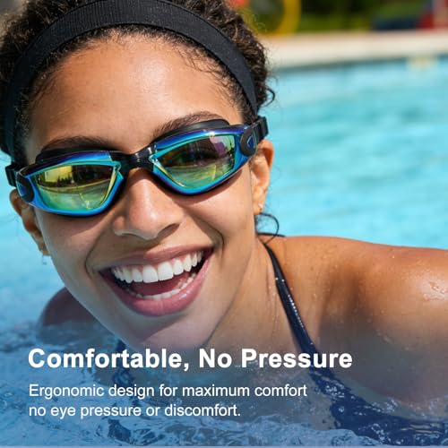 Unisex Swimming Goggles 2 Pack Anti-Fog Wide View No Leakage - BlackSilver & Blackpink