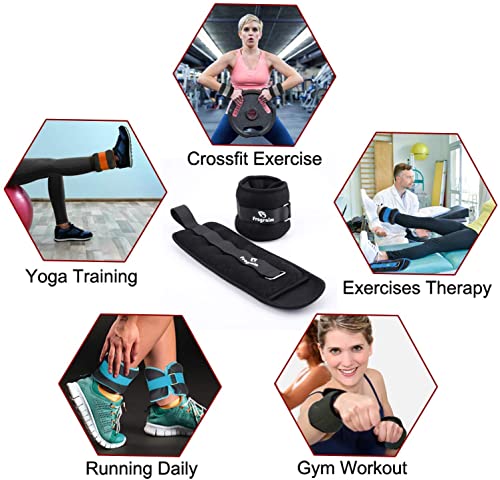 Ankle Weights for Women Men 6 lb Pair - Black, Adjustable Resistance Exercise