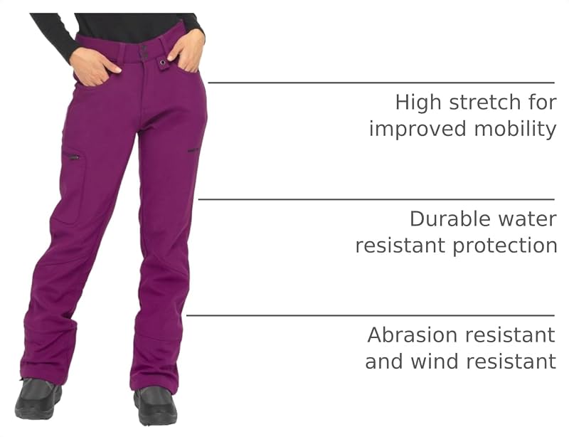 Arctix Women's Sarah Fleece-Lined Softshell Pants Plum, Large/31" Inseam