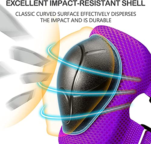 Purple Kids Helmet with Knee Pads Elbow & Wrist Guards - Toddler Bike Safety Gear for Ages 8-14