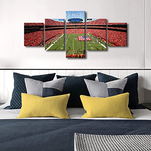 50''Wx24'' Canvas Wall Art Set Kansas Chiefs Stadium Scene Modern Framed Wall Decor