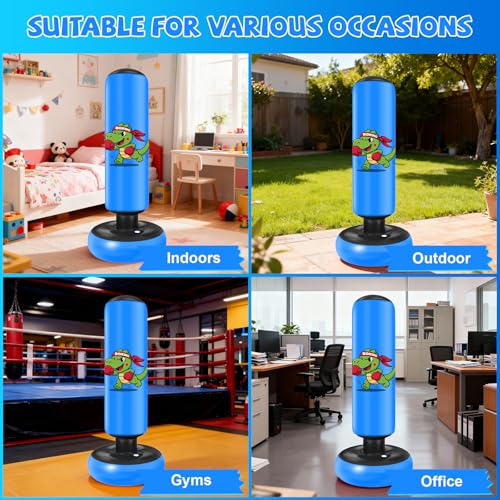 Kids Punching Bag Set with Dinosaur Design, Gloves & Pump - 48 Inches